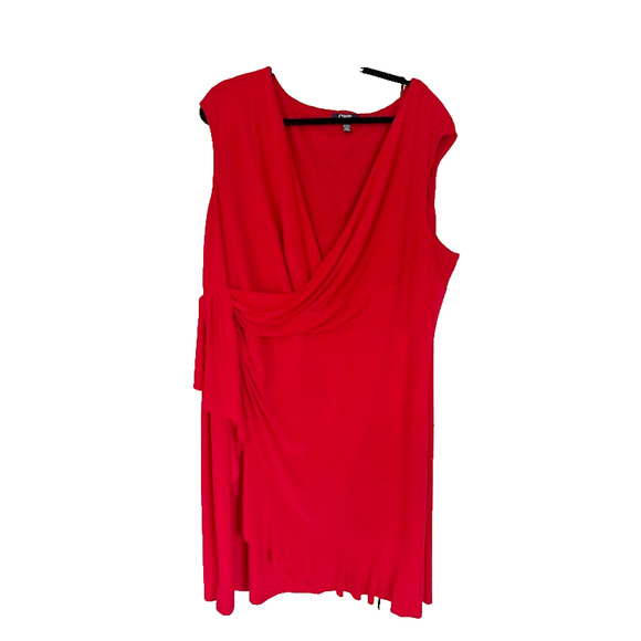 Chaps Pink Dress Fluid Jersey Knit Front Drape Pullover Knee Length Office 24W - Picture 1 of 11